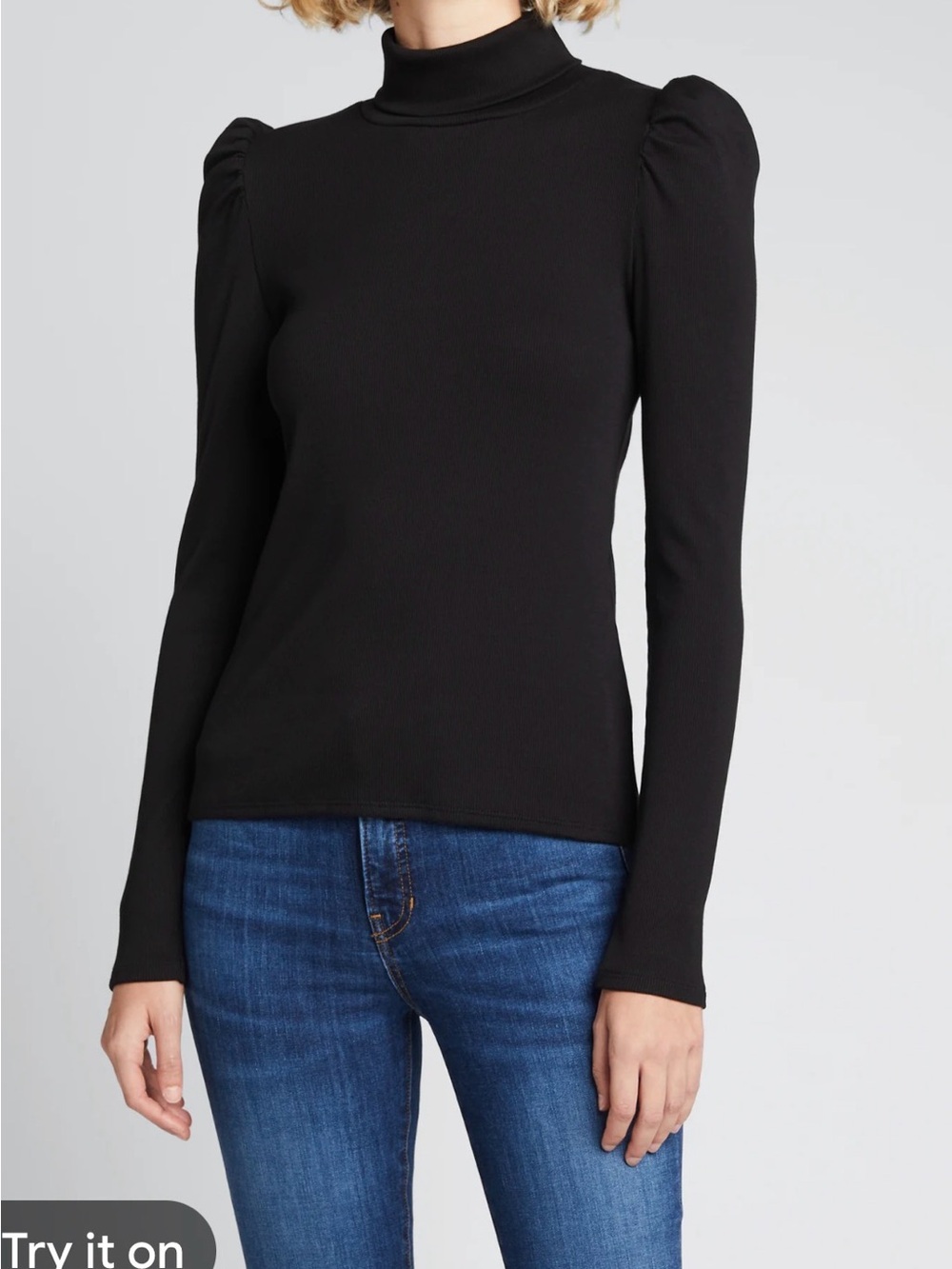 Veronica Beard Cedar Turtleneck Black Puff-Shoulder Sweater XS - Picture 2 of 4
